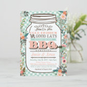 Floral Mason Jar GRILLEN Baby Shower Einladung (Stehend Vorderseite)