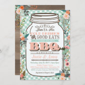 Floral Mason Jar GRILLEN Baby Shower Einladung (Vorne/Hinten)