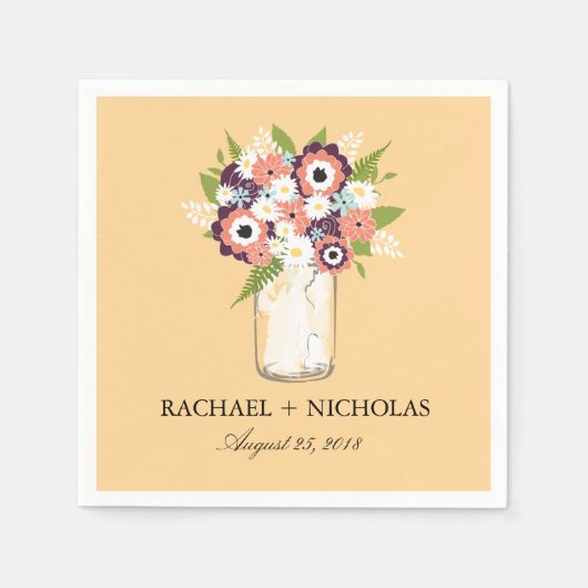 Floral Mason Jar | Hochzeit Serviette (Vorderseite)