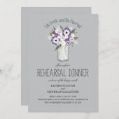 Floral Mason Jar Probe Dinner Einladung (Vorne/Hinten)