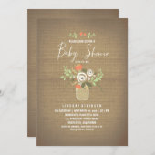 Floral Mason Jar Rustic Burlap Baby Dusche Einladung (Vorne/Hinten)