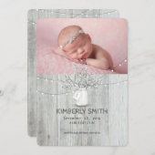 Floral Mason Jar Rustic Newborn Baby Foto Birth Ankündigung (Vorne/Hinten)