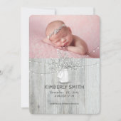Floral Mason Jar Rustic Newborn Baby Foto Birth Ankündigung (Vorderseite)