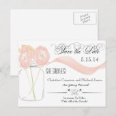 Floral Mason Jar Save the Date Postkarten (Vorne/Hinten)