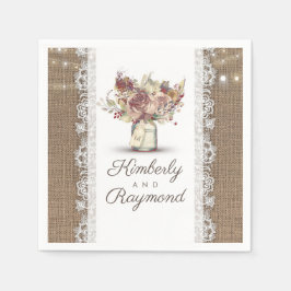 Floral Mason Jar und Burlap Lace Rustikale Hochzei Serviette