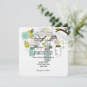 Floral Mason Jars Wedding Einladung (Stehend Vorderseite)