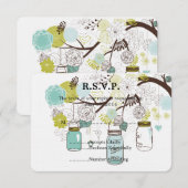 Floral Mason Jars Wedding RSVP Karte (Vorne/Hinten)