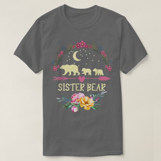 Floral Matching Family Outfits Funny Sister Bear M T-Shirt (Design vorne)
