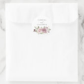 Floral Mauve Blush Eleganter Hochzeitsstil Umschla Runder Aufkleber (Tasche)