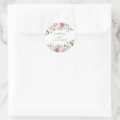Floral Mauve Blush Eleganter Hochzeitsstil Umschla Runder Aufkleber (Tasche)