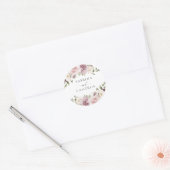 Floral Mauve Blush Eleganter Hochzeitsstil Umschla Runder Aufkleber (Umschlag)
