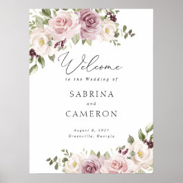 Floral Mauve Blush Elegantes Hochzeitsszenario Beg Poster