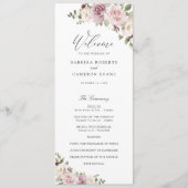 Floral Mauve Blush Greenery Elegante Script Weddin Programm (Vorderseite)