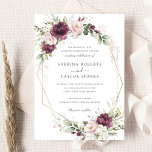 Floral Mauve Blush Pink Greenery Gold Wedding Einladung<br><div class="desc">Bloral Mauve Rosa Grüne Gold Hochzeitskarte. Elegant Eukalyptus Greenery Gold Wedding Einladung Template</div>