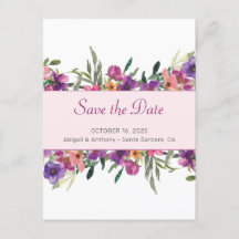 Floral Mauve Botanische Wasserfarbe Save the Date