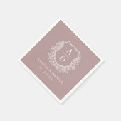 Floral Mauve Wappen Wedding Monogram Serviette (Ecke)