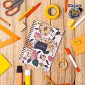 Floral Meadow Cream Pink Botanical Custom Name Notizblock