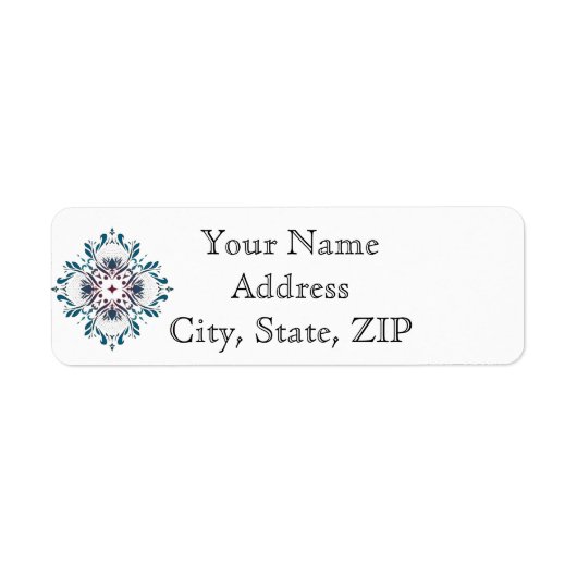 Floral Medallion Aquamarin Jubiläum Rücksendeadres (Vorne)