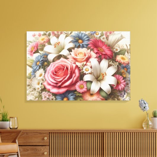 Floral Medley Vibrant Blooms & Botanische Schönhei Leinwanddruck (Insitu (Wohnzimmer))