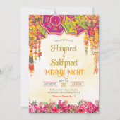 Floral Mehndi Night Zeremonie Indische Hochzeit Einladung (Vorderseite)
