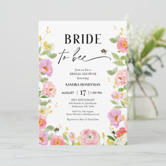 Floral mehrfarbig bedeutet, Brautparty zu sein Einladung (Stehend Vorderseite)