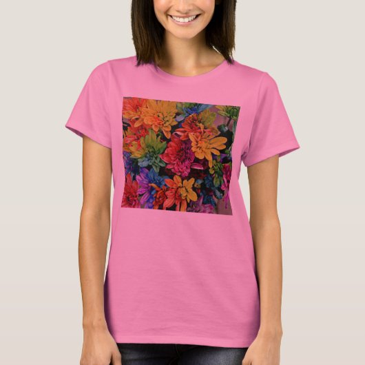 Floral, mehrfarbig oben (rosa) T-Shirt (Vorderseite)