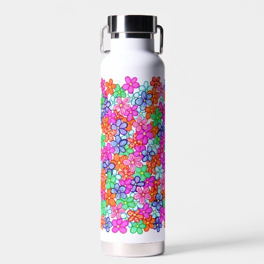 Floral mehrfarbige Blume Zeichnend Muster Trinkflasche (Vorne)