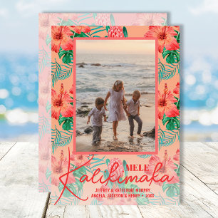 Floral Mele Kalikimaka Foto Feiertagskarte