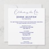 Floral Memorial Invitation 5.25" Square Flat Card Einladung (Rückseite)