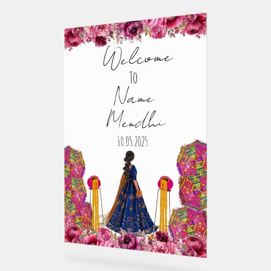 Floral Mendhi Acrylschild (Winkel)