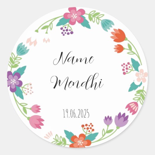 Floral Mendhi bevorzugt Aufkleber (Vorderseite)