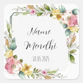 Floral Mendhi bevorzugt Aufkleber