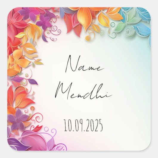 Floral Mendhi bevorzugt Aufkleber (Vorderseite)