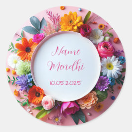 Floral mendhi Gefallen Aufkleber