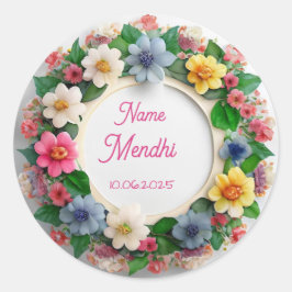 Floral mendhi Gefallen Aufkleber