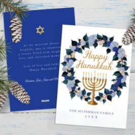 Floral Menorah Hanukkah Holiday Card Feiertagskarte