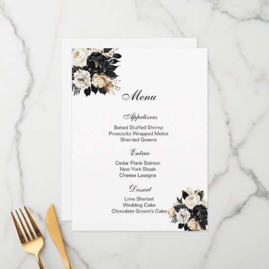 Floral Menu Card Menükarte (Vorderseite/Rückseite Beispiel)