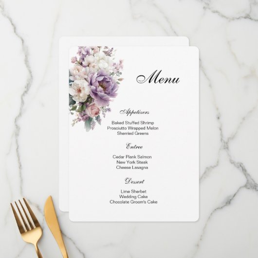 Floral Menu Card Menükarte (Vorderseite/Rückseite Beispiel)
