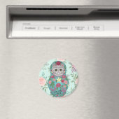 Floral Meowtreshka Magnet (In Situ (Geschirrspüler))