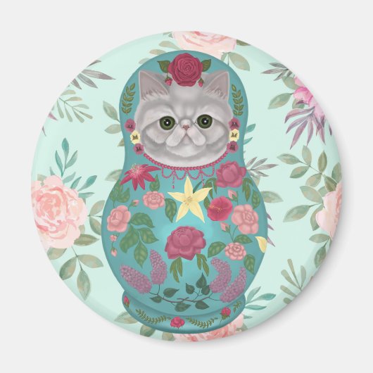 Floral Meowtreshka Magnet (Vorne)