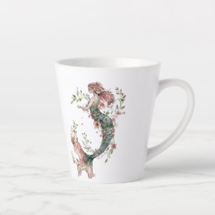 Floral Mermaid Latte Tasse - Whimsical Romance