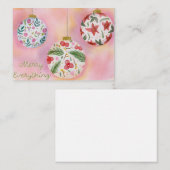 Floral Merry Baubles Mitteilungskarte (Vorne/Hinten)