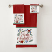 Floral Merry Christmas Bath Towel Set (Insitu)