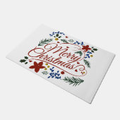 Floral Merry Christmas Fußmatte (Schrägansicht)