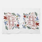Floral Merry Christmas Geschirrtuch (Horizontal)