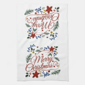 Floral Merry Christmas Geschirrtuch (Vertikal)