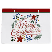 Floral Merry Christmas Große Geschenktüte (Vorderseite)