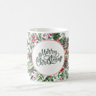 Floral Merry Christmas Kaffeetasse