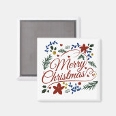 Floral Merry Christmas Magnet (Vorderseite/Rückseite)