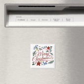 Floral Merry Christmas Magnet (In Situ (Geschirrspüler))